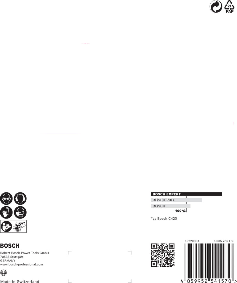 Folha de lixa Bosch ExC470,G240,150mm