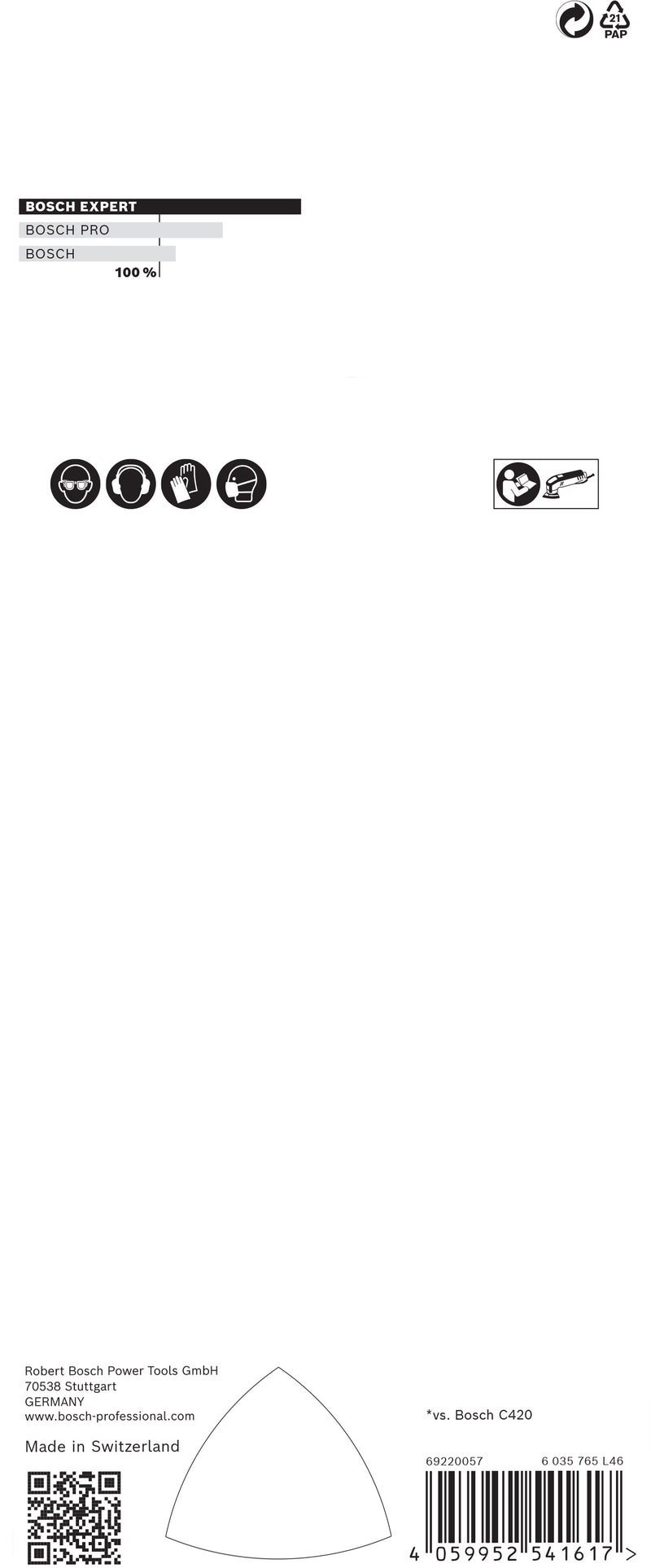 Hoja de lija Bosch ExC470,G40,93x93mm