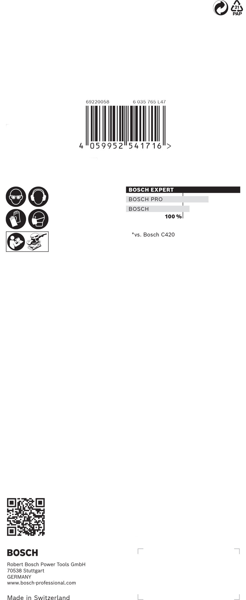 Hoja de lija Bosch ExC470,G40,93x230mm