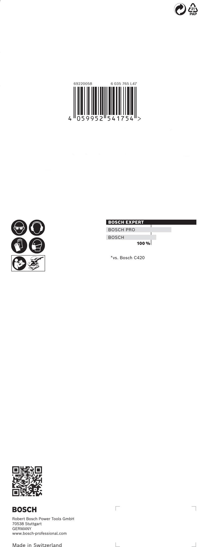 Hoja de lija Bosch ExC470,G180,93x230mm