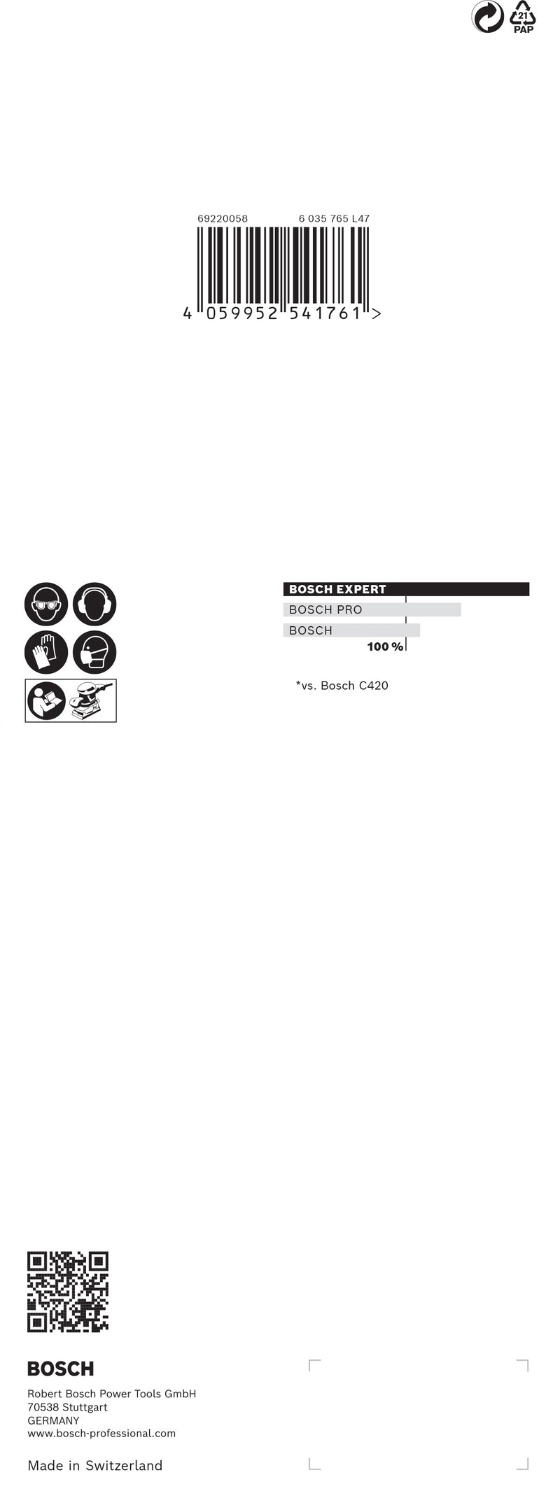 Folha de lixa Bosch ExC470,G240,93x230mm