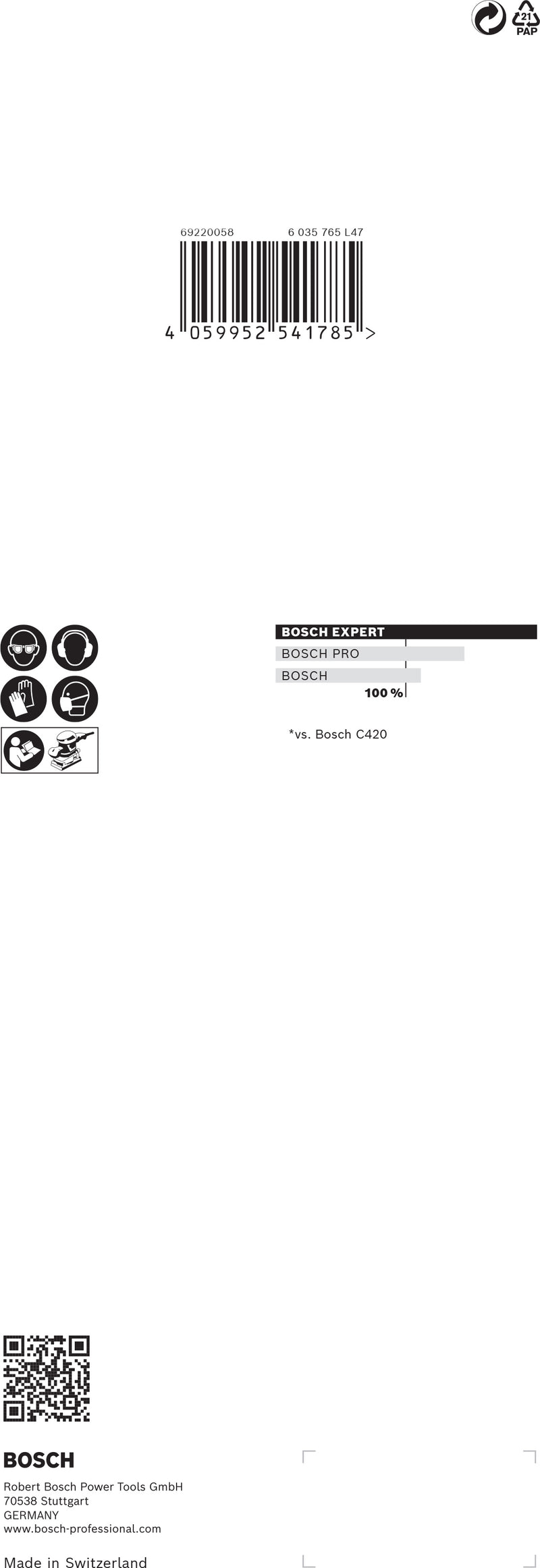 Folha de lixa Bosch ExC470,G40,93x230mm