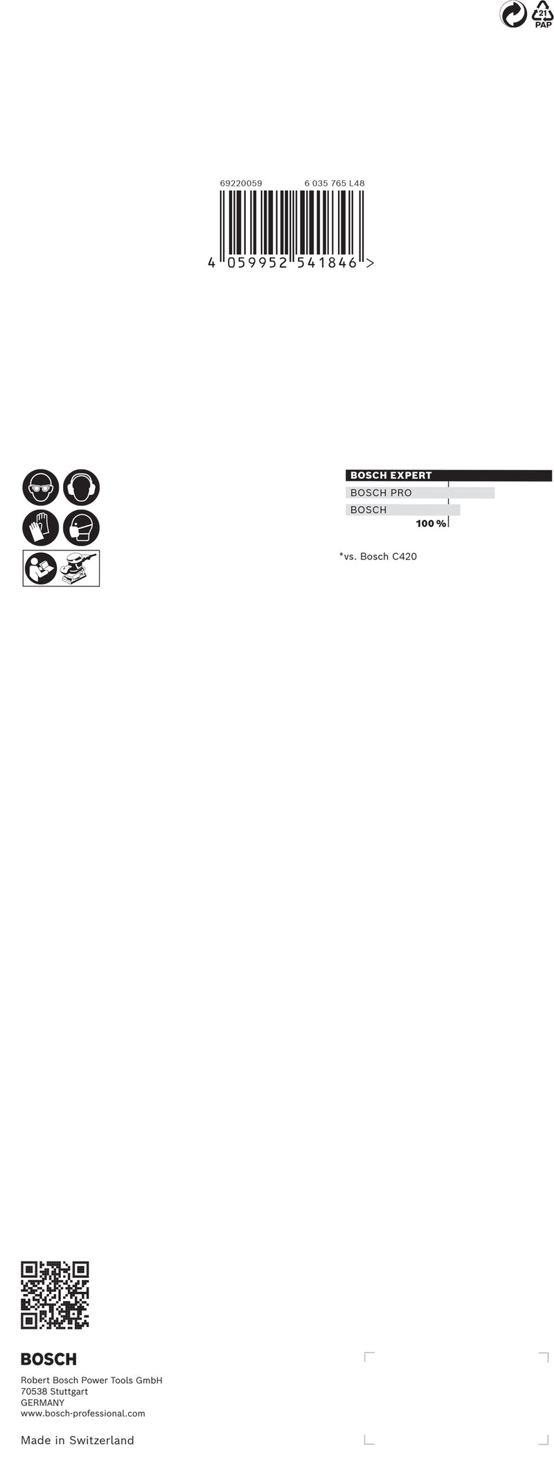 Folha de lixa Bosch ExC470,G40,115x280mm