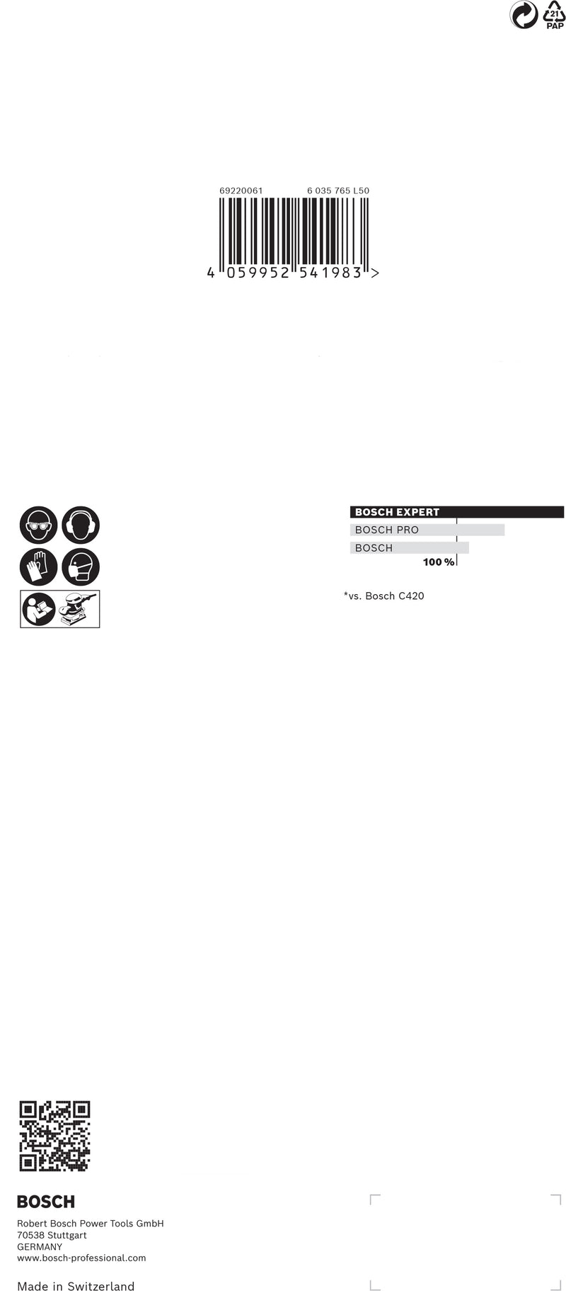 Folha de lixa Bosch ExC470,G40,115x230mm