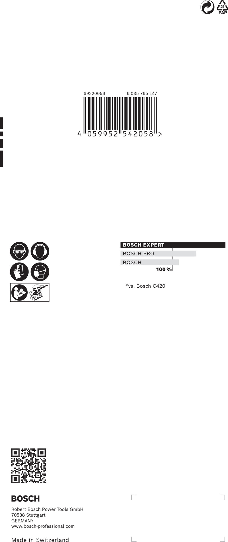 Hoja de lija Bosch ExC470,G320,93x230mm