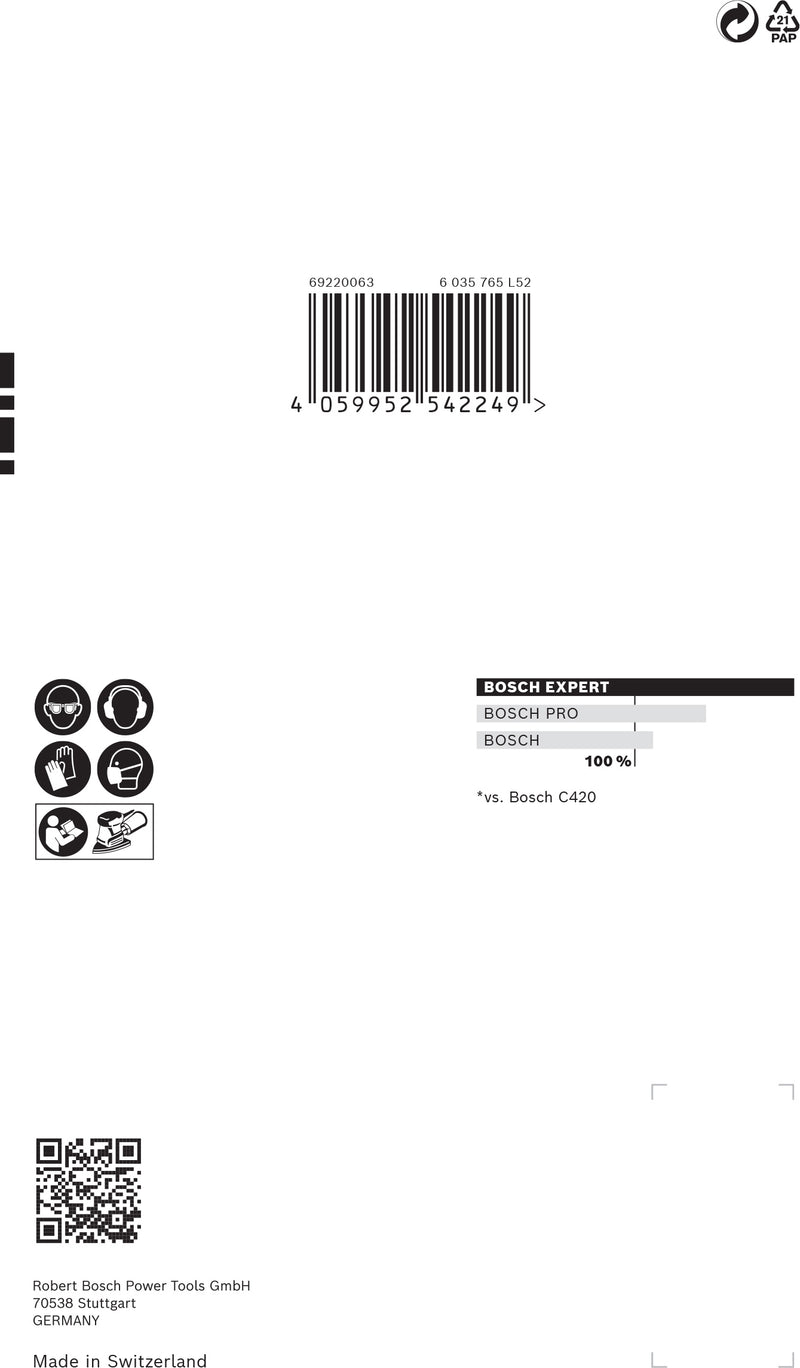 Folha de lixa Bosch ExC470,G40,102x62mm
