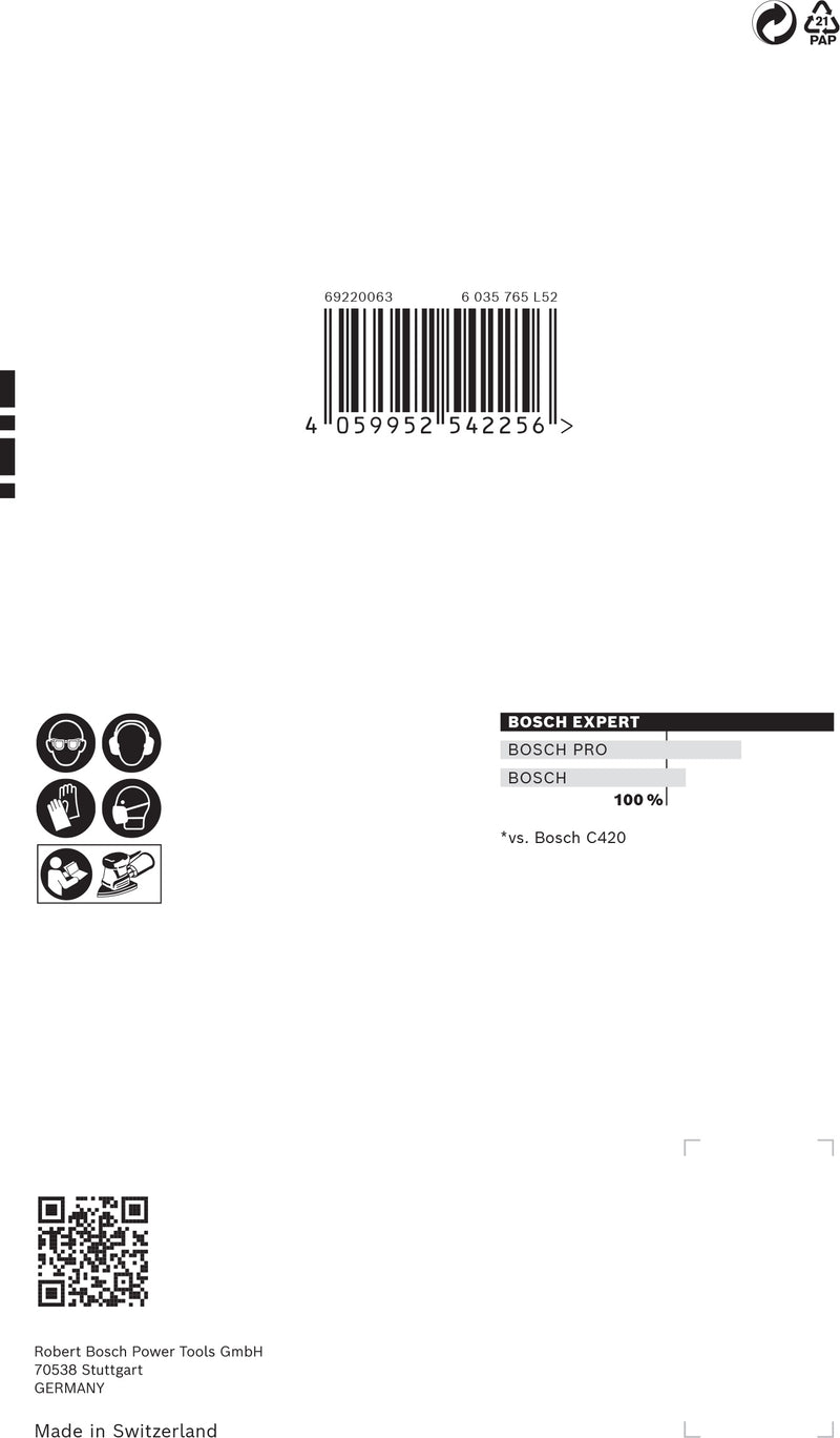Folha de lixa Bosch ExC470,G80,102x62mm