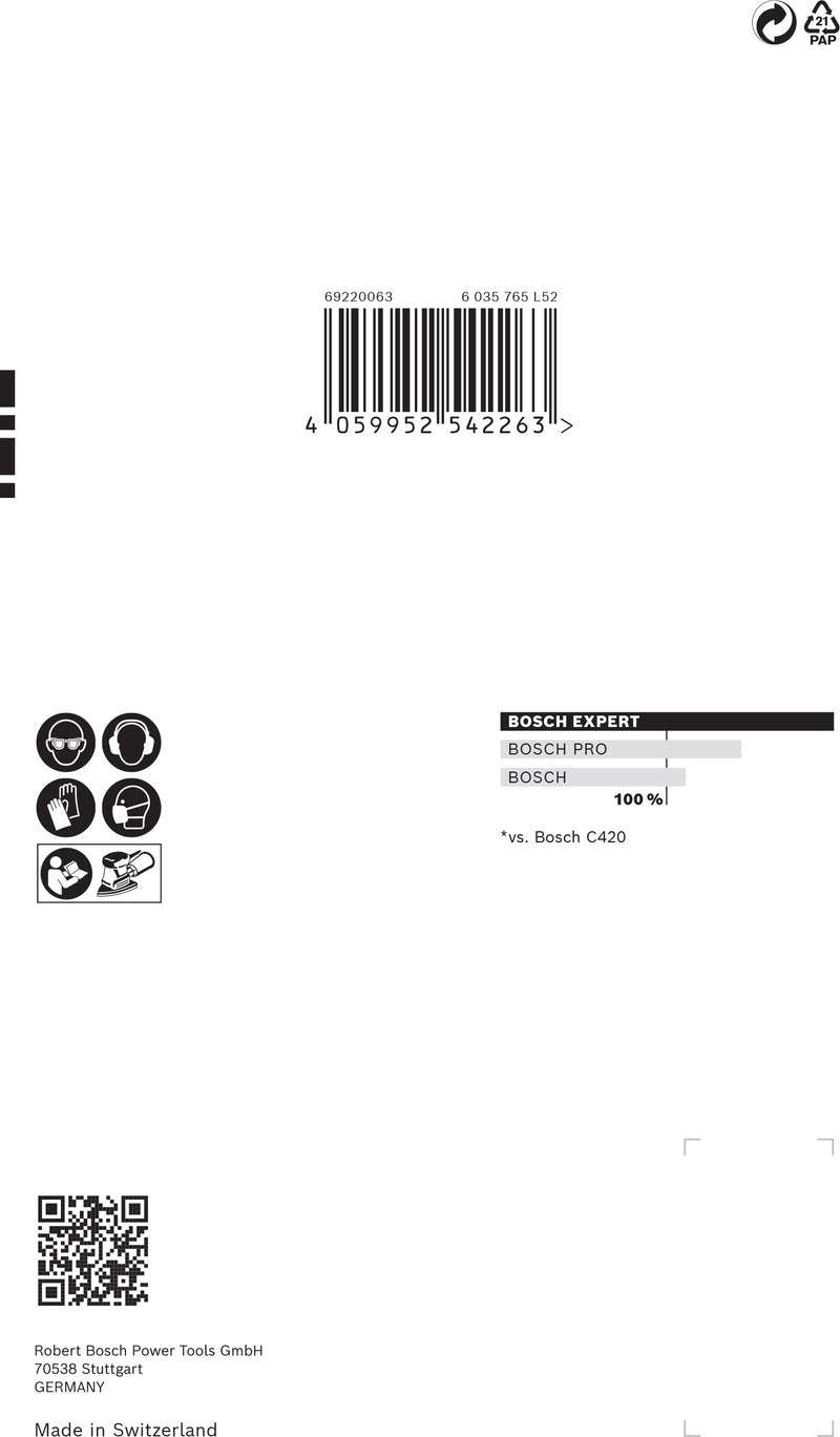 Folha de lixa Bosch ExC470,G120,102x62mm