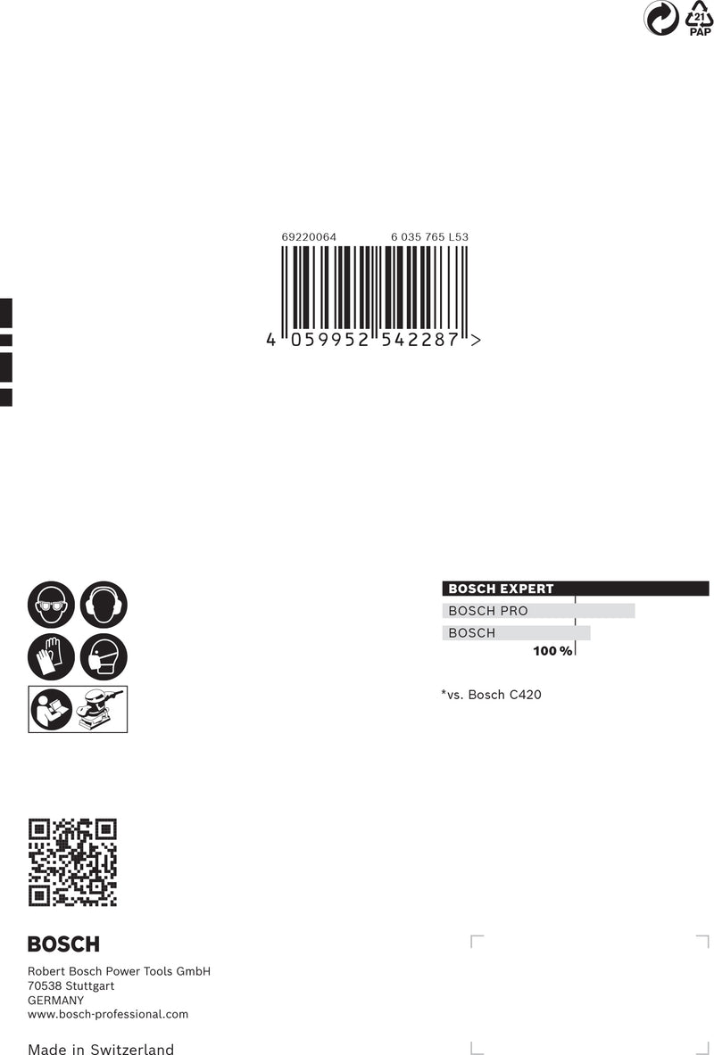 Folha de lixa Bosch ExC470,G40,115x107mm