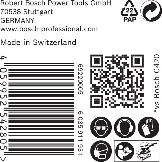 Folha de lixa Bosch ExC470,G40,115x230mm