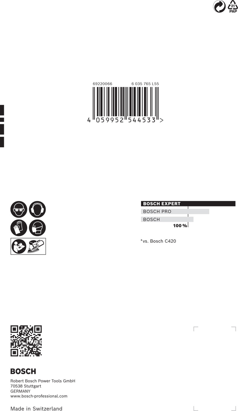 Folha de lixa Bosch ExC470,G60,100x150mm