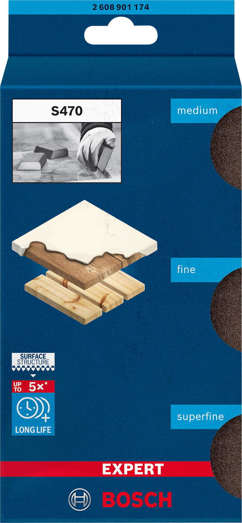 Abrasivos de espuma Bosch Ex,Com,Bloque,Juego,3x