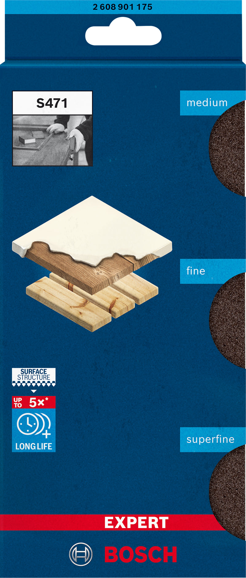 Abrasivos de espuma Bosch Ex, estándar, bloque, juego, 3 unidades