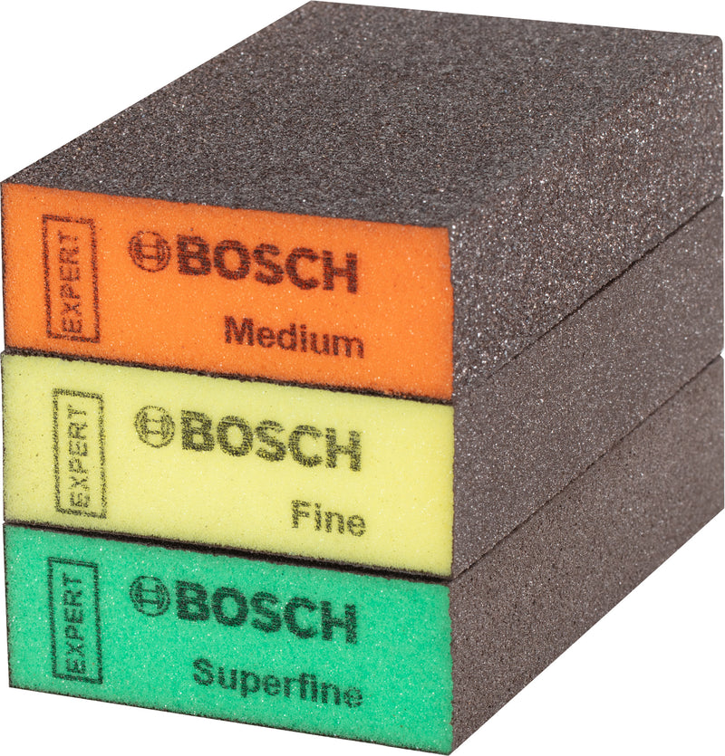 Abrasivos de espuma Bosch Ex, estándar, bloque, juego, 3 unidades