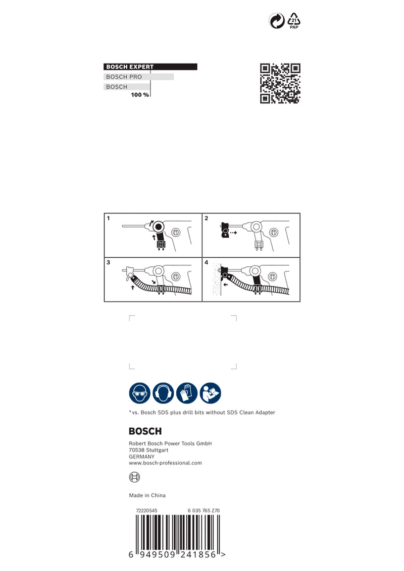 Adaptador de limpeza de pó Bosch EXPERT SDS para berbequim