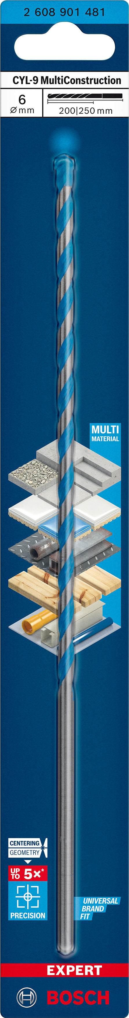 Broca de impacto Bosch Multic. CYL-9 6x200x250