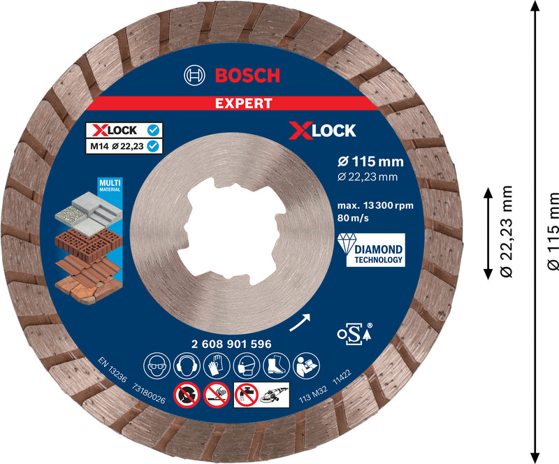 Bosch EXPERT MultiMaterial Turbo X-Lock 115 mm