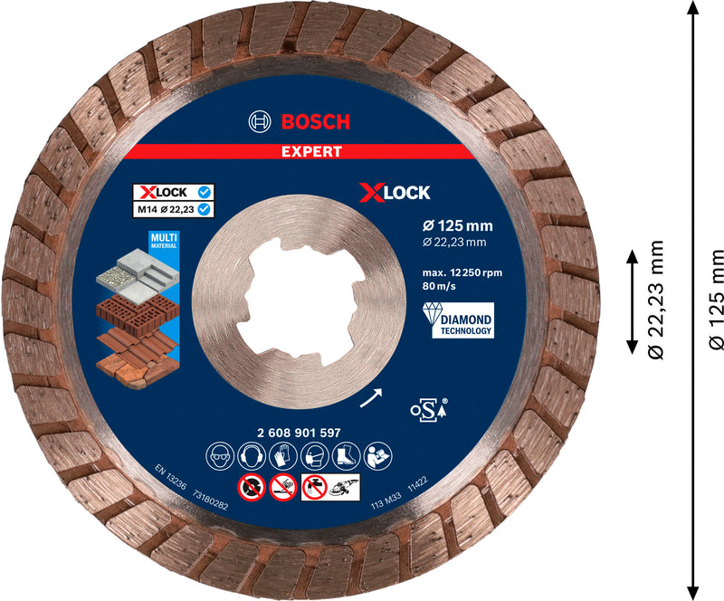 Bosch EXPERT MultiMaterial Turbo X-Lock 125 mm