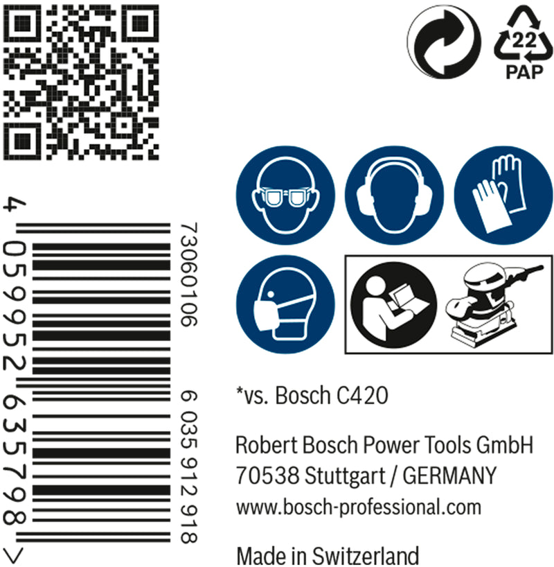 Bosch M480, 115x107mm, P180, 50x