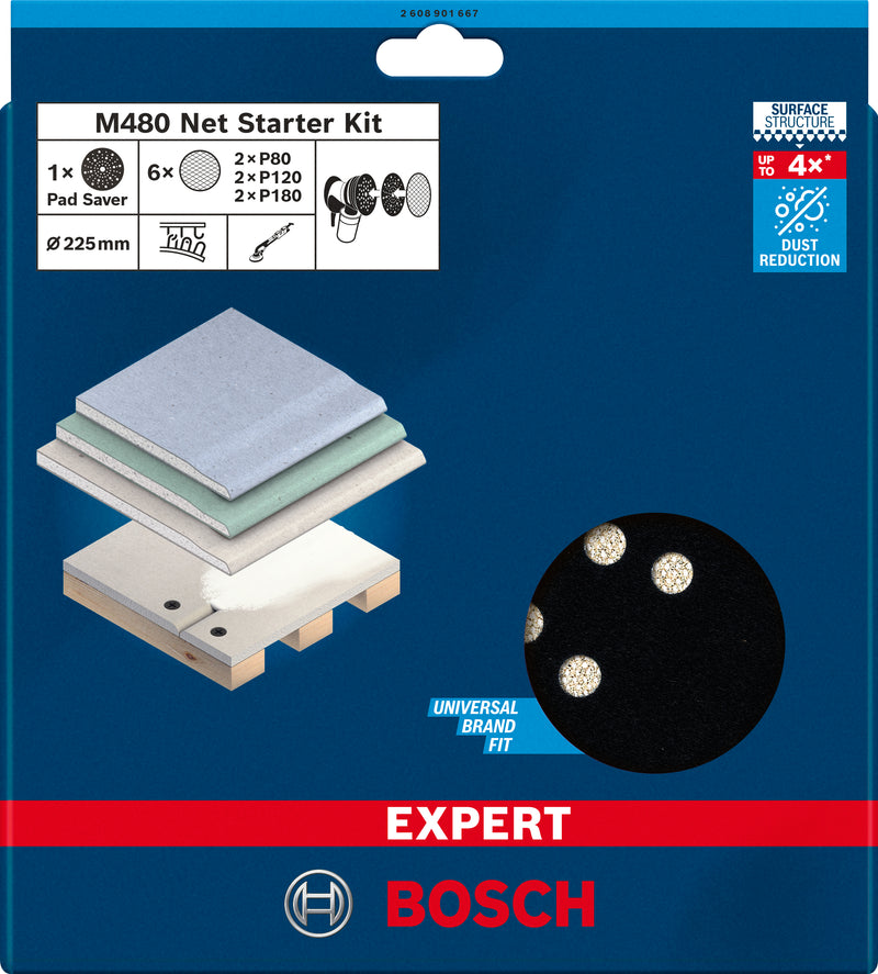 Bosch M480, 225 mm, P2x80/2x120/2x180/Protector de almohadilla, 7