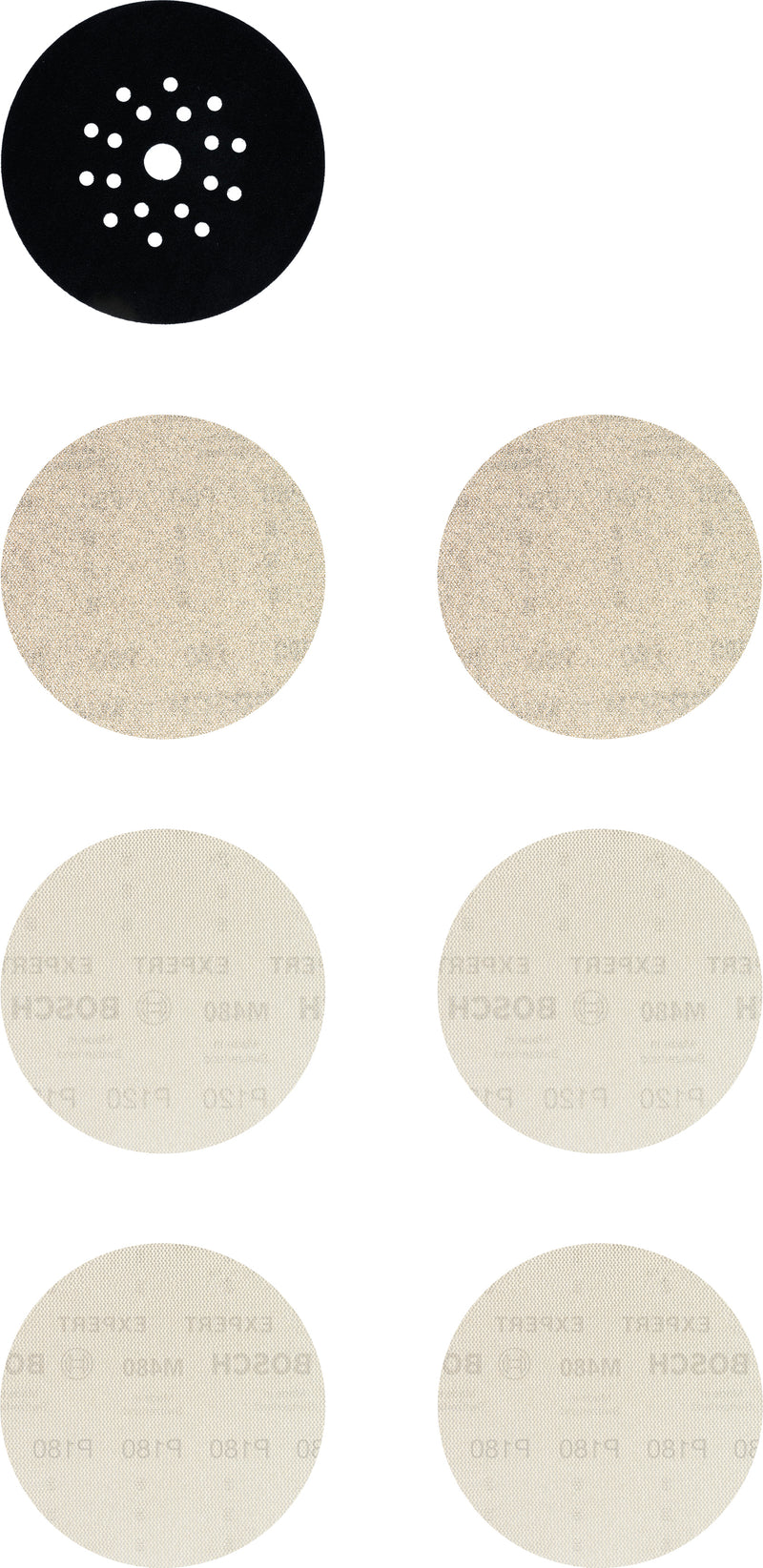 Bosch M480, 225 mm, P2x80/2x120/2x180/Protector de almohadilla, 7