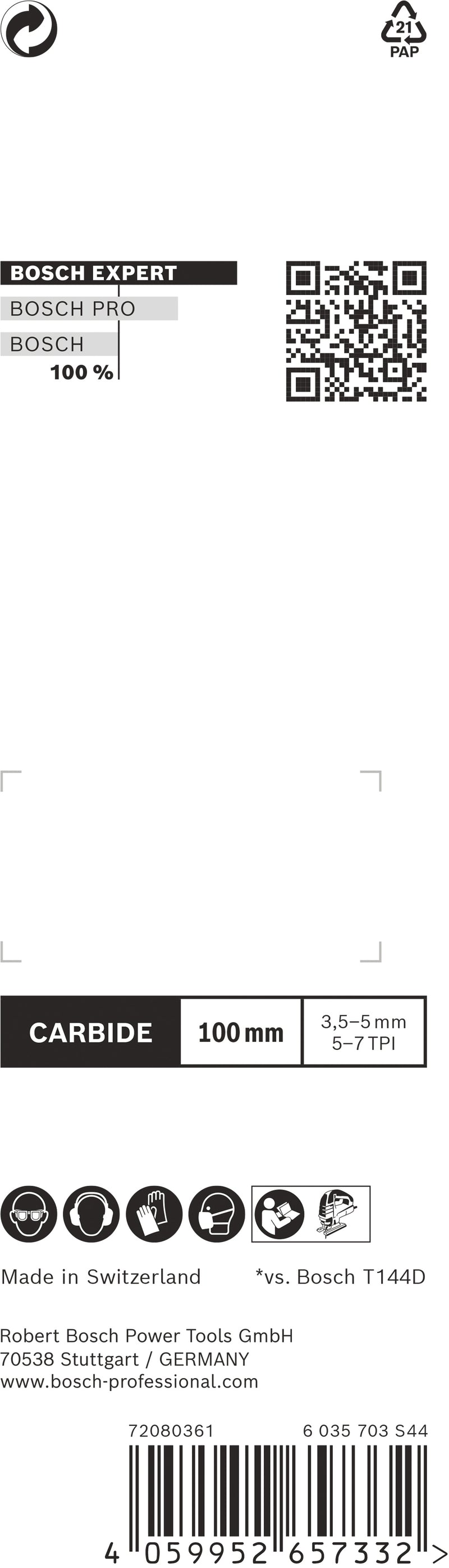 Hoja de sierra de calar Bosch EXPERT Hardwood Fast T144DHM, 2 piezas