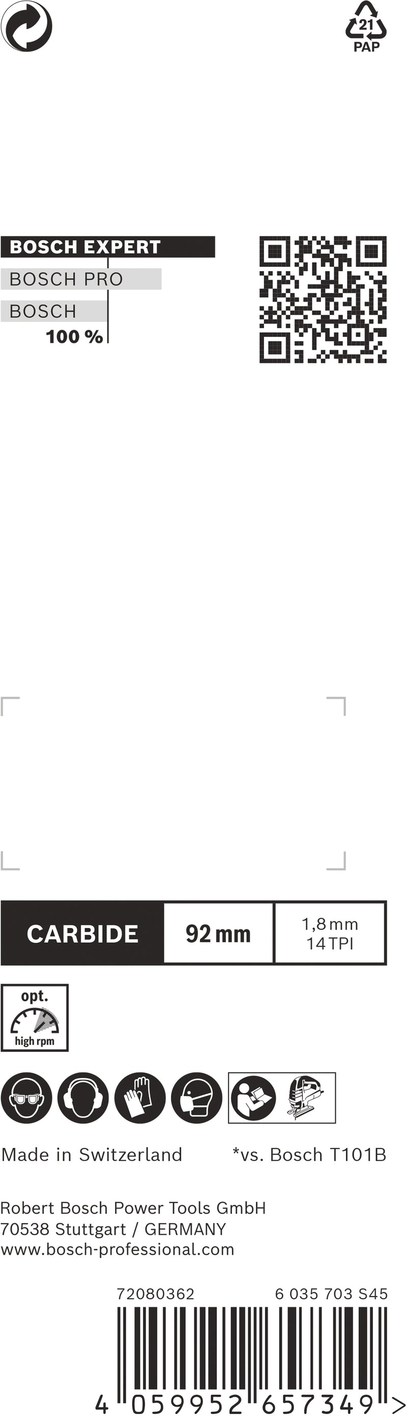 Bosch Jigsaw Blade T128BHM EXPERT Laminate Clean, 2 pcs.