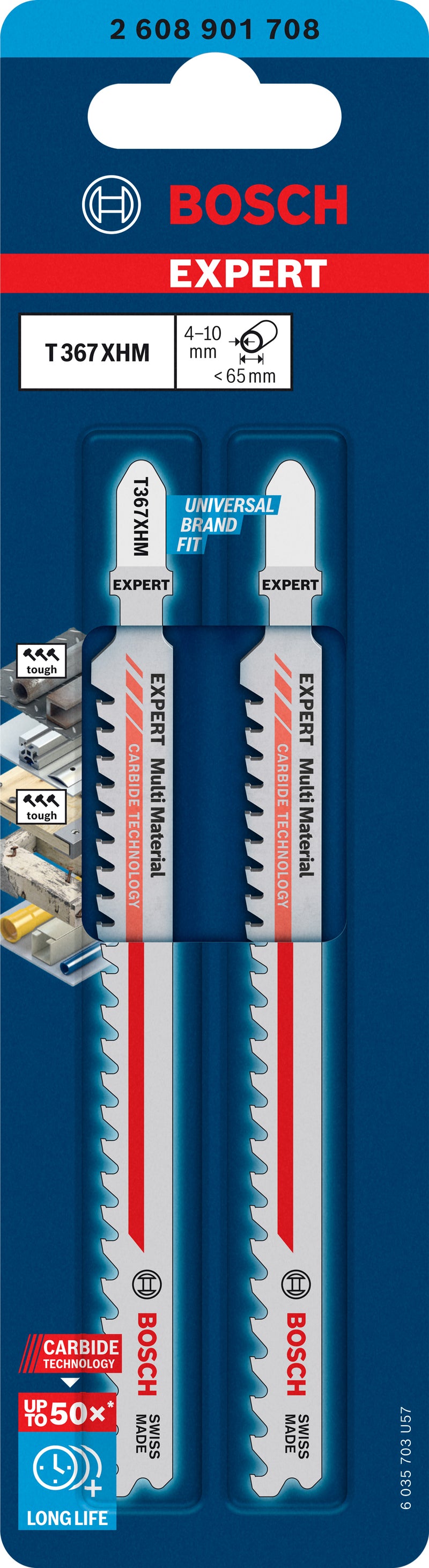 Hoja de sierra de calar multimaterial Bosch EXPERT T367XHM, 2 piezas