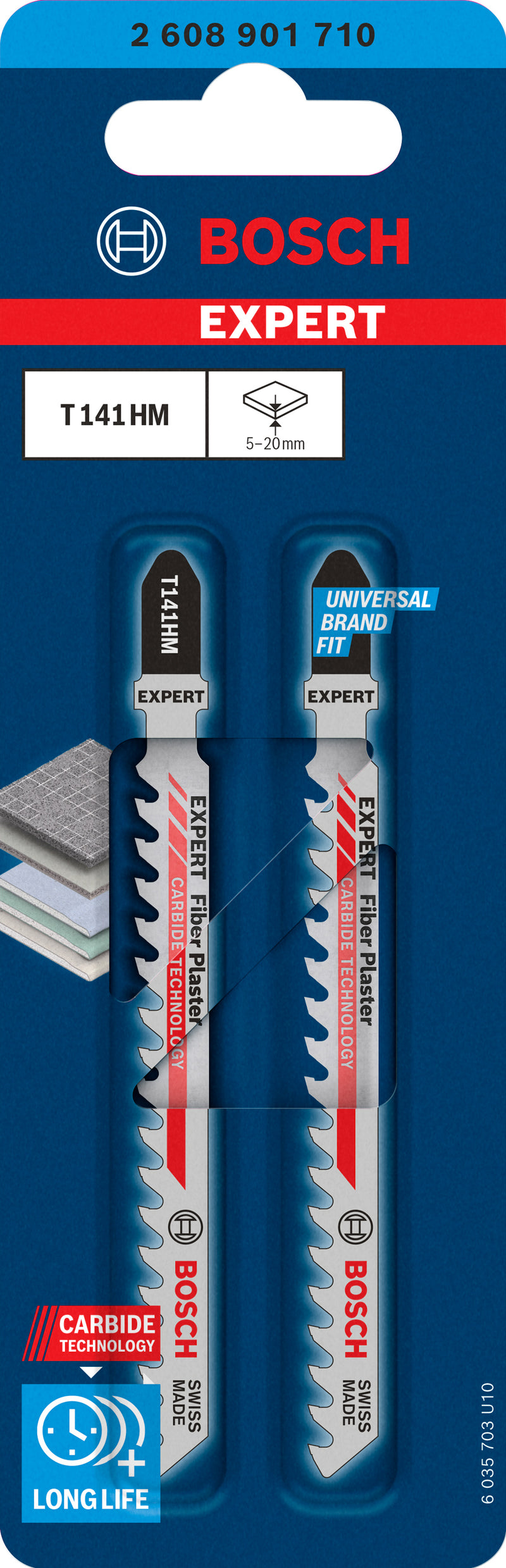 Hoja de sierra de calar para yeso de fibra Bosch T141HM EXPERT, 2 piezas