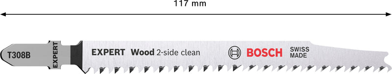 Bosch T308B EXPERT Wood 2-side clean jigsaw blade, 2 pcs.