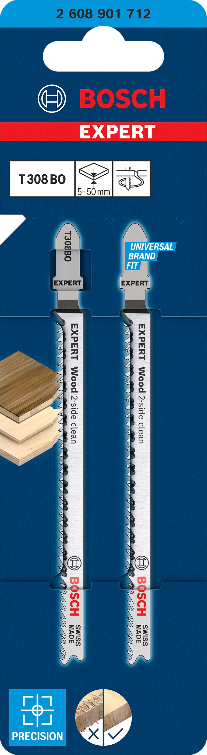 Bosch Jigsaw Blade T308BO EXPERT Wood 2-side clean, 2 pcs.