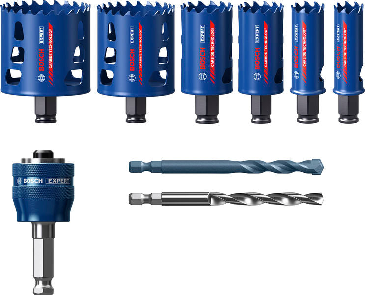 Hole saws, Bosch Accessories sets (EXPERT Multi Material Power Change Plus hole saw set, 22; 25; 35; 51; 60; 68 x 60 mm, 9 pcs)