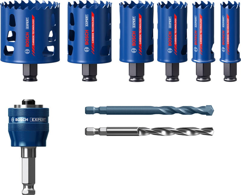 Hole saws, Bosch Accessories sets (EXPERT Multi Material Power Change Plus hole saw set, 22; 25; 35; 40; 51; 68 x 60 mm, 9 pcs)