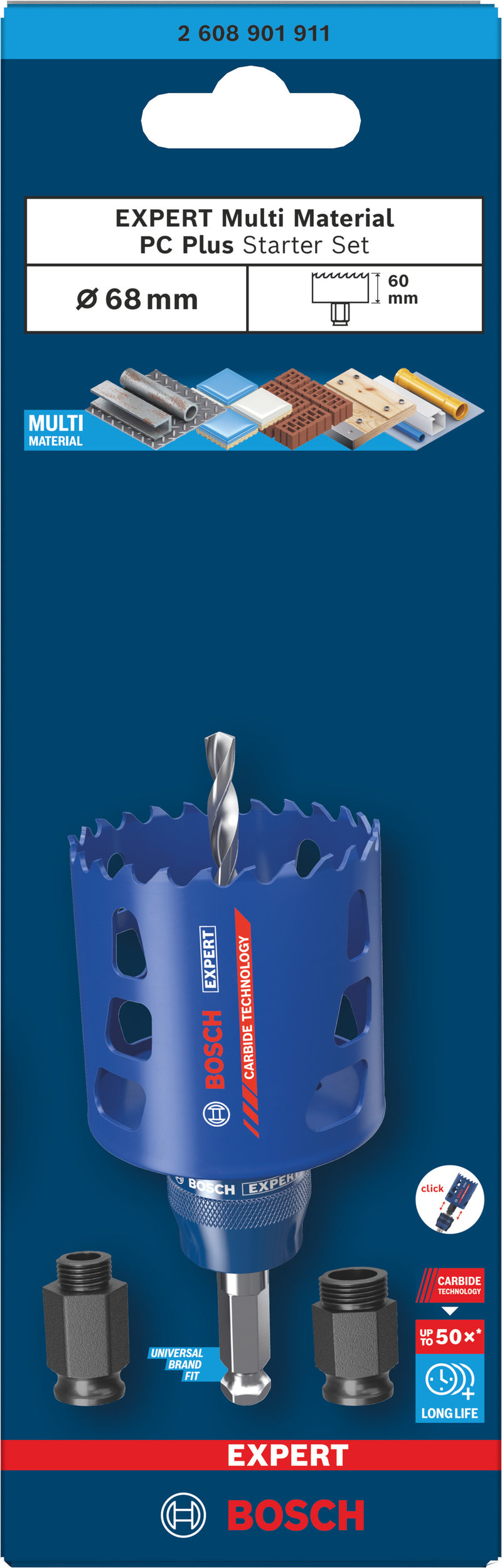 Accesorios Bosch para sierras de corona (juego de sierras de corona EXPERT Multi Material Power Change Plus, 68 x 60 mm)