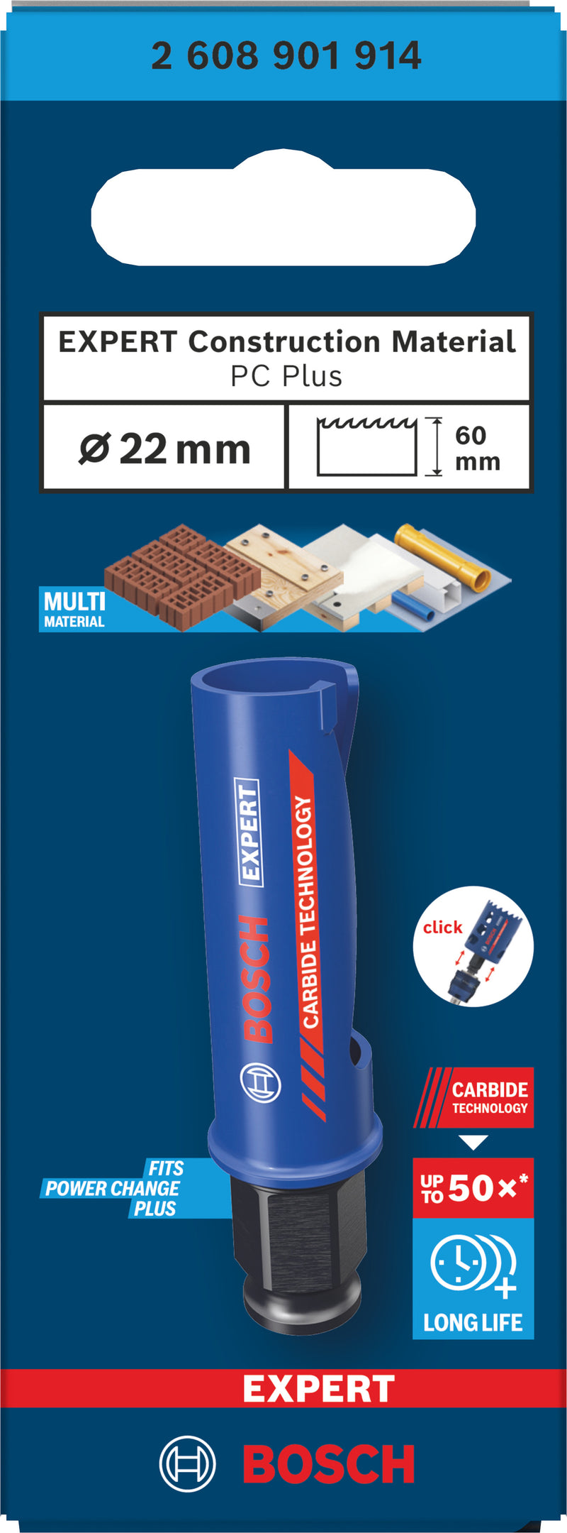 Serras craneanas Bosch Accessories (Serra craneana EXPERT Construction Material Power Change Plus, 22 x 60 mm)