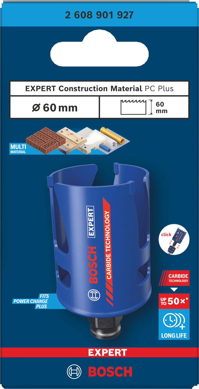 Bosch Accessories hole saws (EXPERT Construction Material Power Change Plus hole saw, 60 x 60 mm)