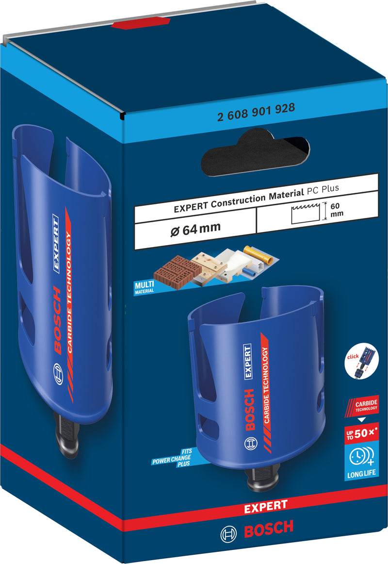 Bosch Accessories Hole Saws (EXPERT Construction Material Power Change Plus Hole Saw, 64 x 60 mm)
