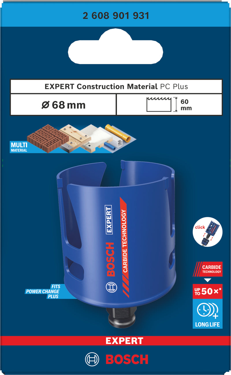 Accesorios Bosch para sierras de corona (sierra de corona EXPERT Construction Material Power Change Plus, 68 x 60 mm)