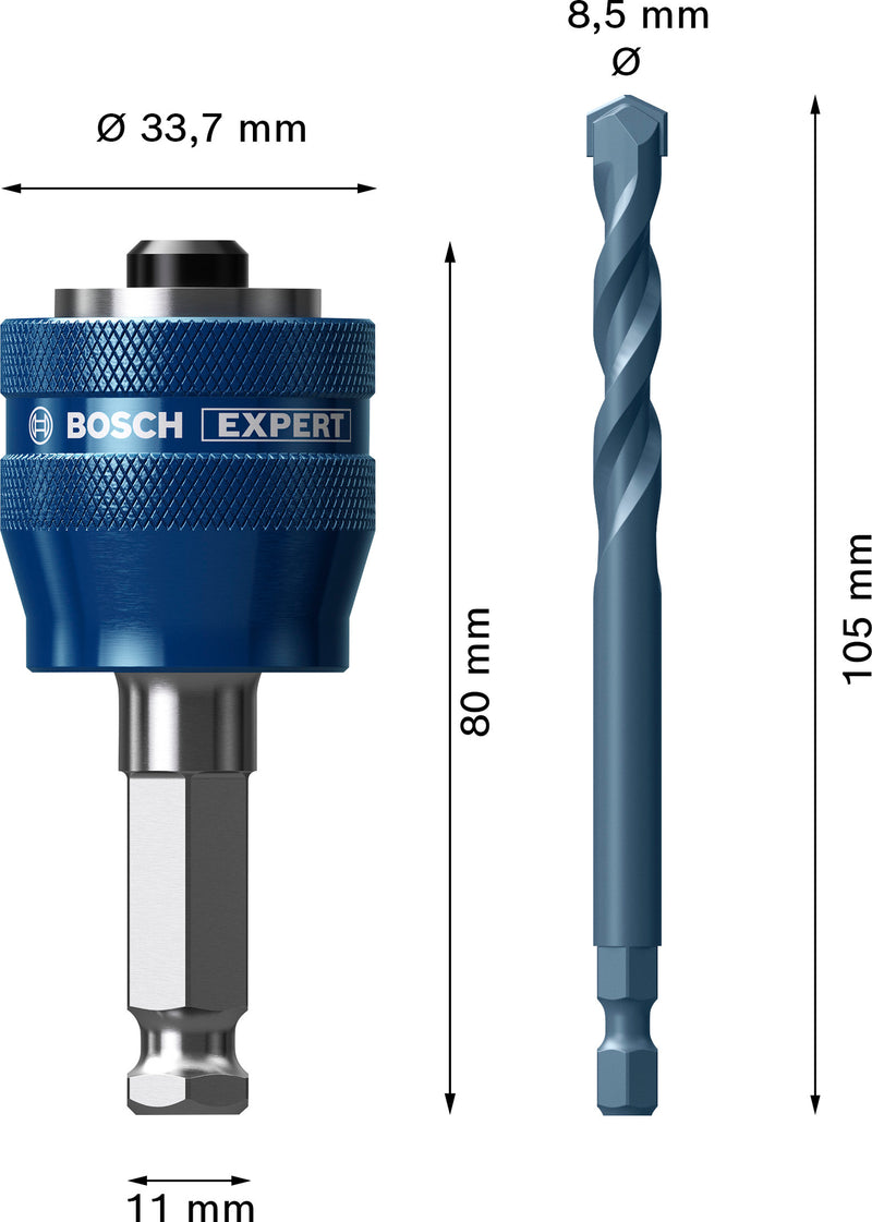 Bosch Accessories for hole saw function (EXPERT Power Change Plus with centering drill, Ø8.5 x 60 x 105 mm, 2 units)