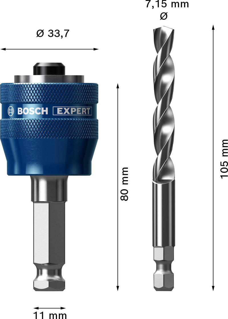 Accesorios Bosch para función de sierra de corona (EXPERT Power Change Plus con broca de centrado, Ø7,15 x 60 x 105 mm, 2 unidades)