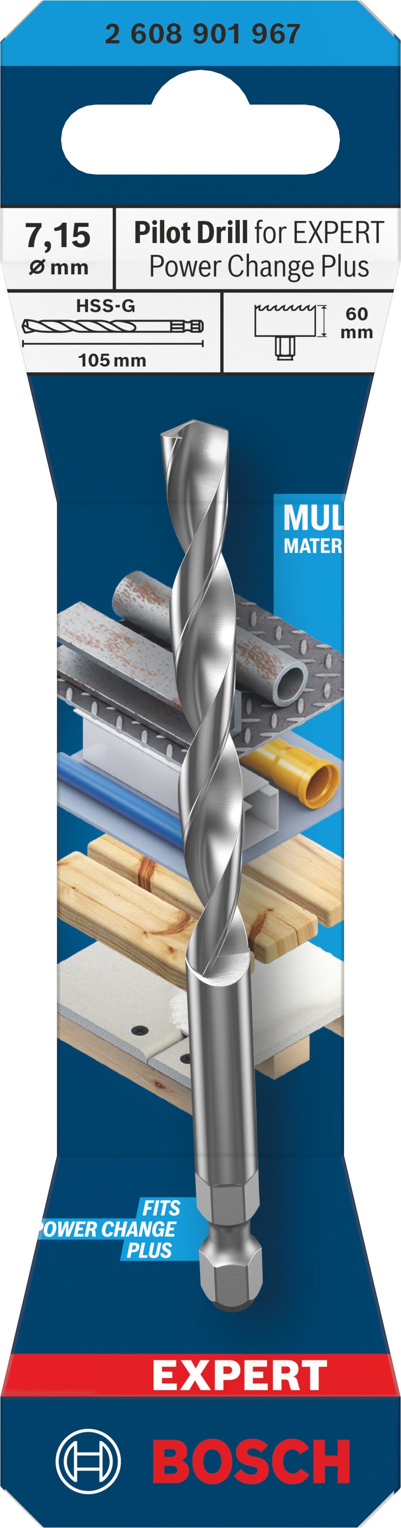Acessórios de função serras craneanas Bosch Accessories (Broca de centrar para EXPERT Power Change Plus, HSS-G, Ø7,15 x 60 x 105 mm)