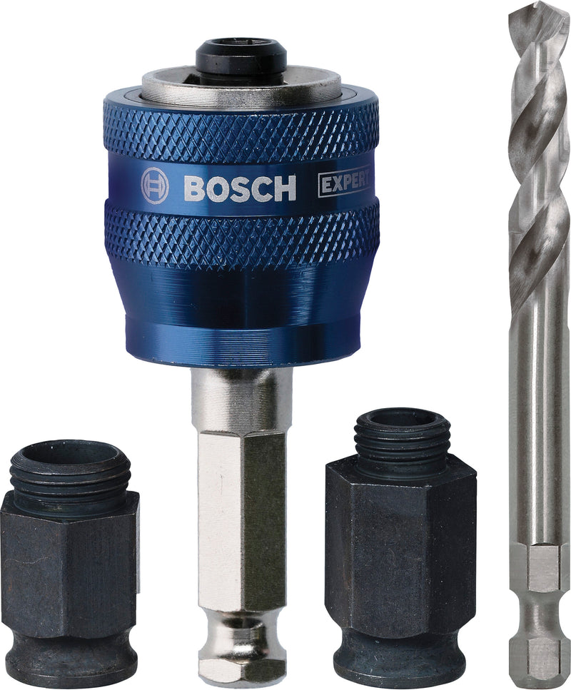 Accesorios Bosch para herramientas con función de sierra de corona (kit de conversión EXPERT Power Change Plus, vástago hexagonal de 11 mm, HSS-G, 7,15 x 45 x 85 mm, 2 tuercas adaptadoras)