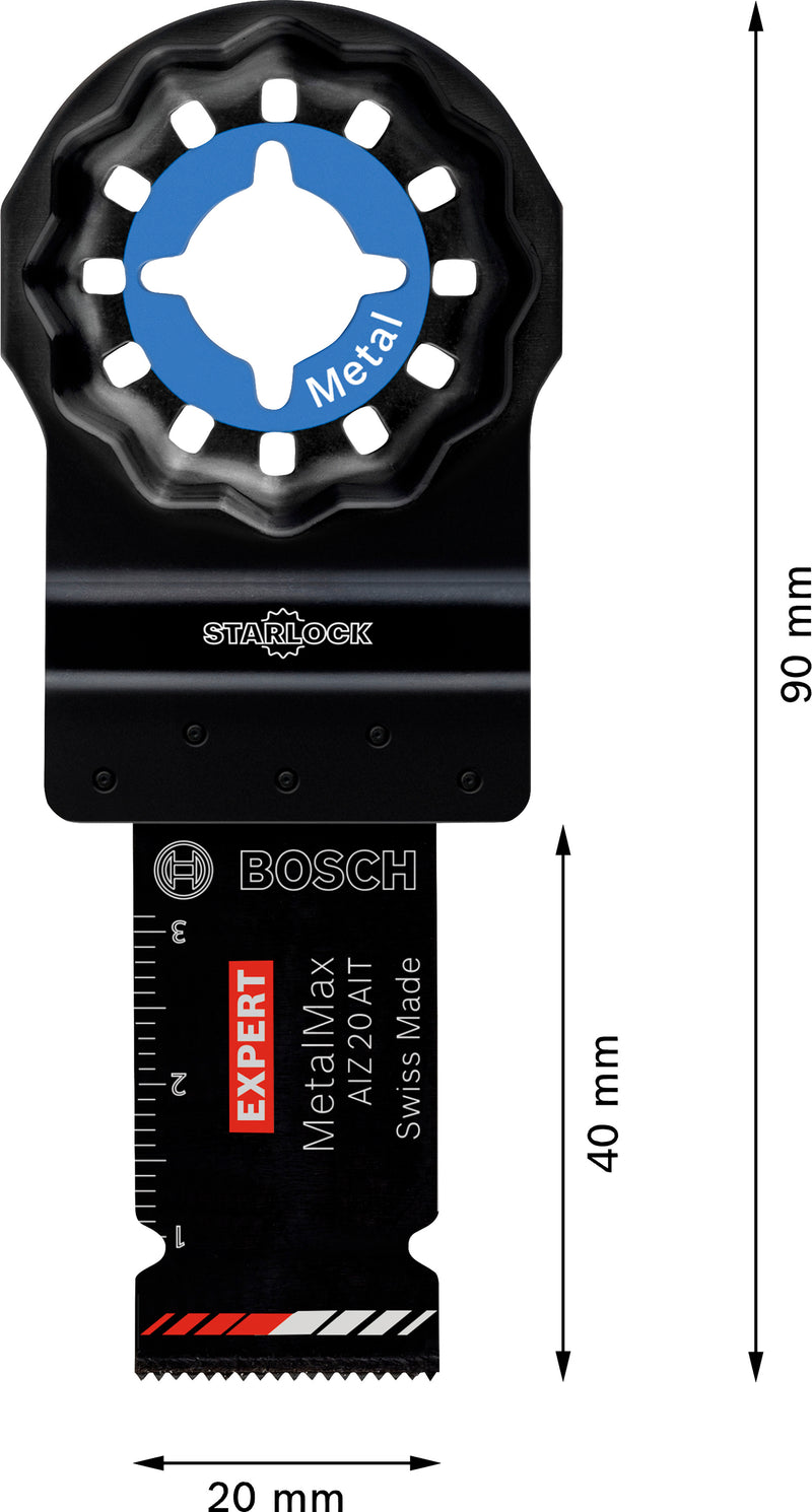 Lâminas de serra sabre, ferramenta multifunções Bosch Accessories (Lâmina para corte de imersão EXPERT AIZ 20 AIT MetalMax, 20 x 40 mm, 5 unid)
