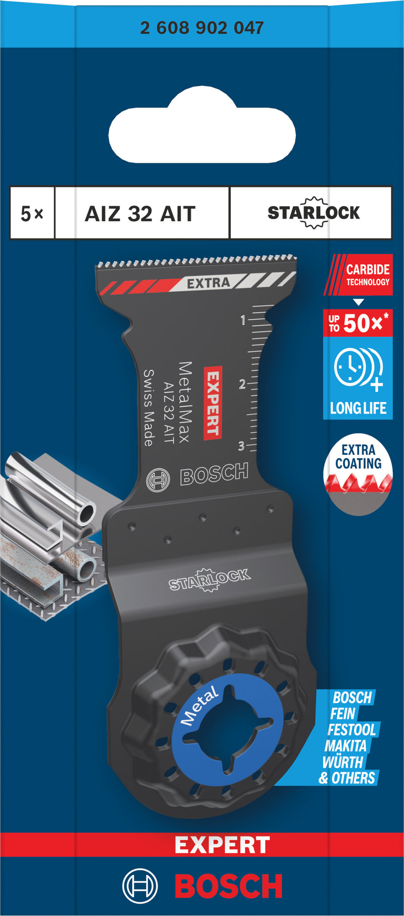 Lâminas de serra sabre, ferramenta multifunções Bosch Accessories (Lâmina para corte de imersão EXPERT AIZ 32 AIT MetalMax, 32 x 40 mm, 5 unid)