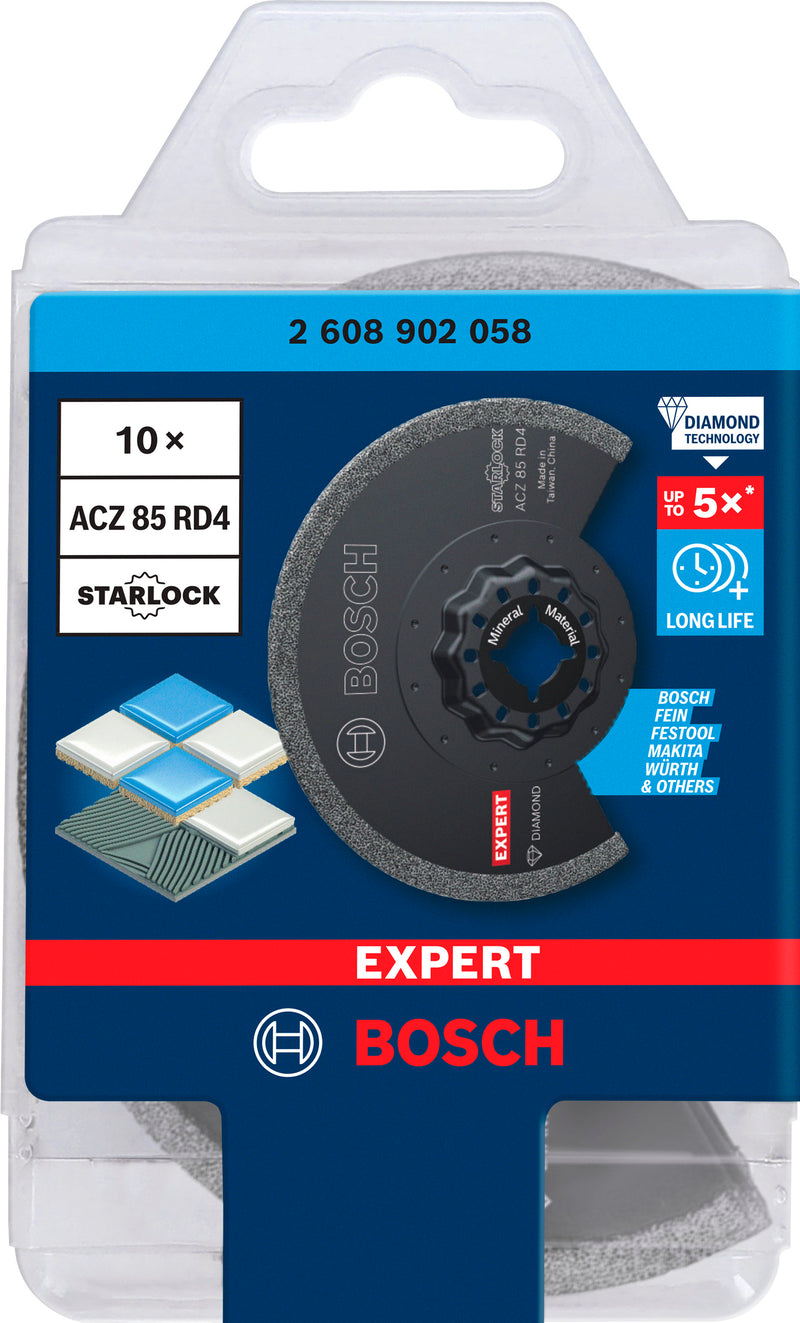Lâminas de serra sabre, ferramenta multifunções Bosch Accessories (Lâmina de segmento para argamassa EXPERT ACZ 85 RD4, 85 mm, 10 peças)