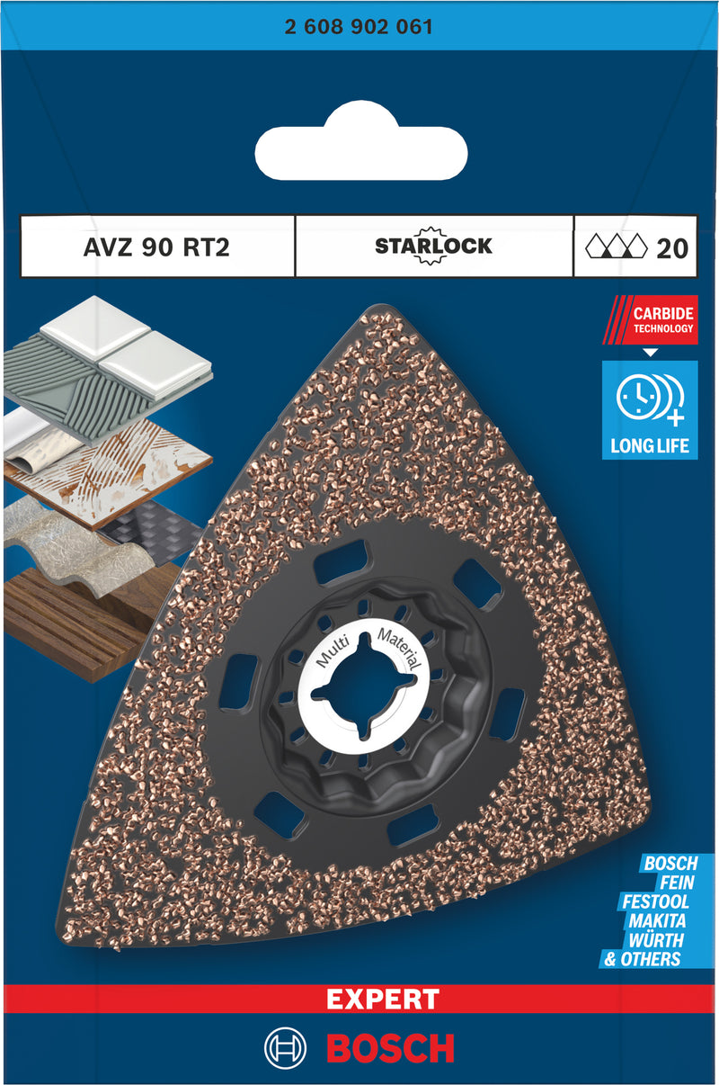 Lâminas de serra sabre, ferramenta multifunções Bosch Accessories (Placa de lixar EXPERT AVZ 90 RT2, 90 mm)
