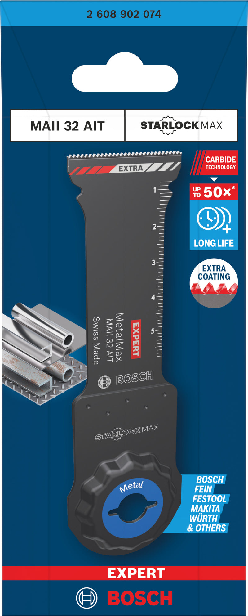 Lâminas de serra sabre, ferramenta multifunções Bosch Accessories (Lâmina para corte de imersão EXPERT MAII 32 AIT MetalMax, 32 x 70 mm)