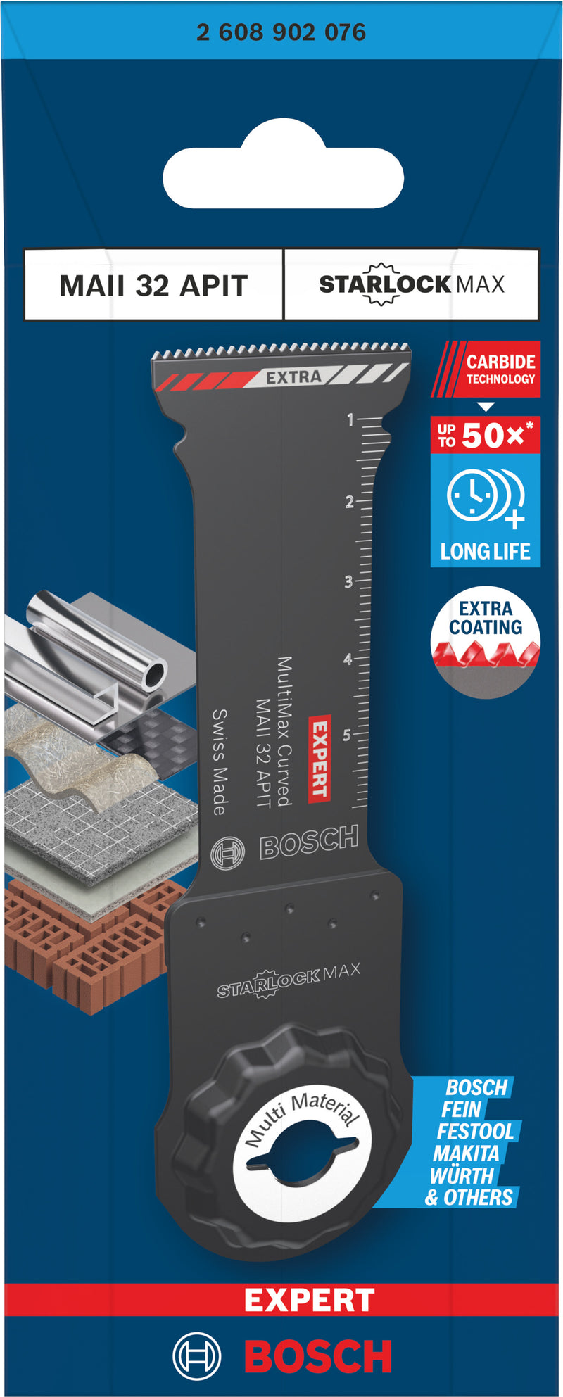 Lâminas de serra sabre, ferramenta multifunções Bosch Accessories (Lâmina para corte de imersão EXPERT PAIZ 32 AIT MetalMax, 32 x 70 mm)