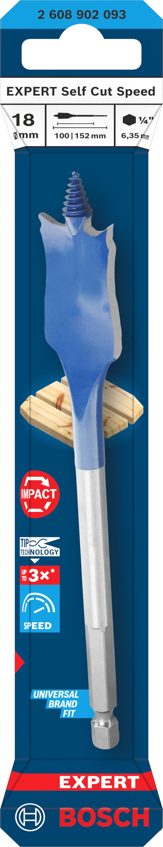 Accesorios Bosch Taladro (taladro plano EXPERT Self Cut Speed, 18 x 152 mm)