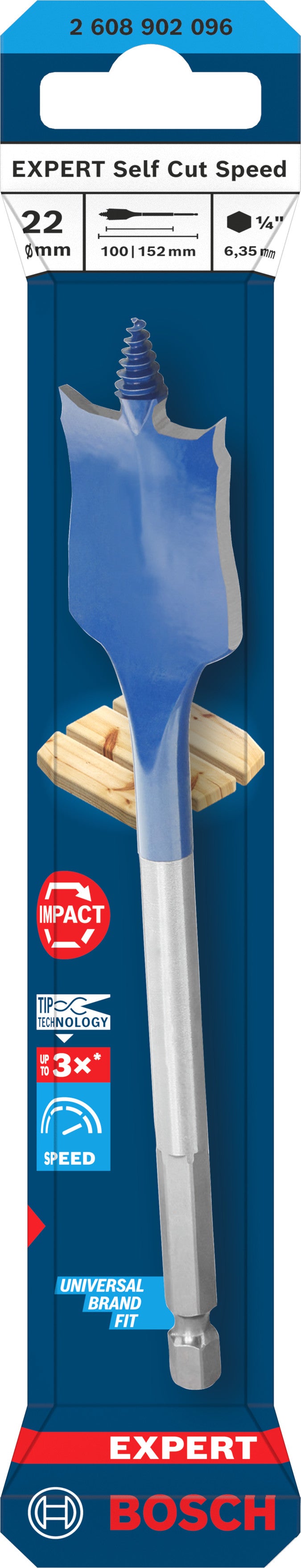 Bosch Accessories Drill (EXPERT Self Cut Speed Flat Drill, 22 x 152 mm)
